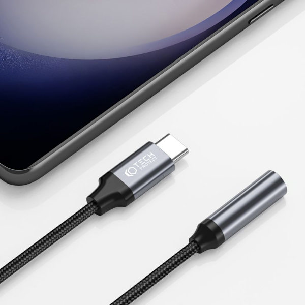 TECH-PROTECT ULTRABOOST ADAPTER TYPE-C MINIJACK 3,5MM SVART