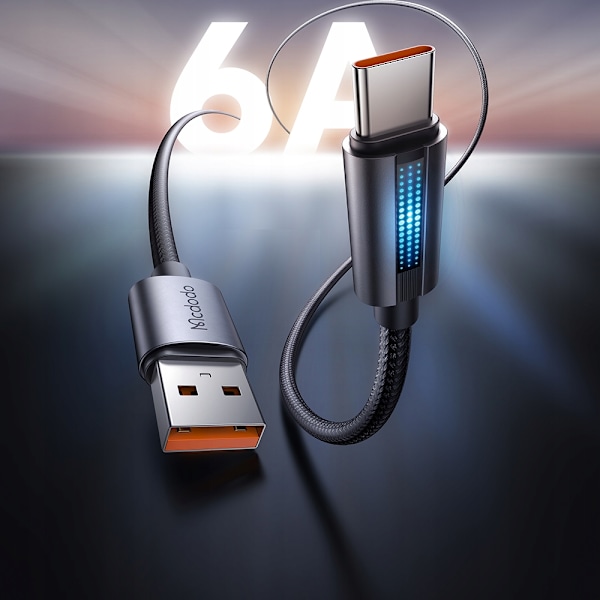 MCDODO USB-C SNABBLADDNINGSKABEL FÖR SAMSUNG XIAOMI TYP C 6A 100W 1M LED