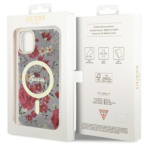 Guess GUHMN61HCFWSA-deksel til iPhone 11 / Xr grønn/khaki hardt deksel Flower MagSafe