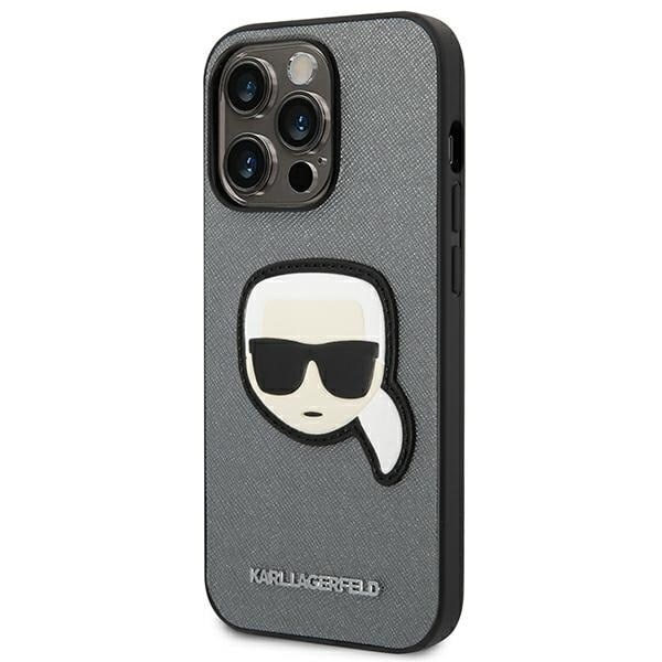 Karl Lagerfeld KLHCP14XSAPKHG iPhone 14 Pro Max 6.7 sølv/sølv hardt etui Saffiano Karls hodelapp