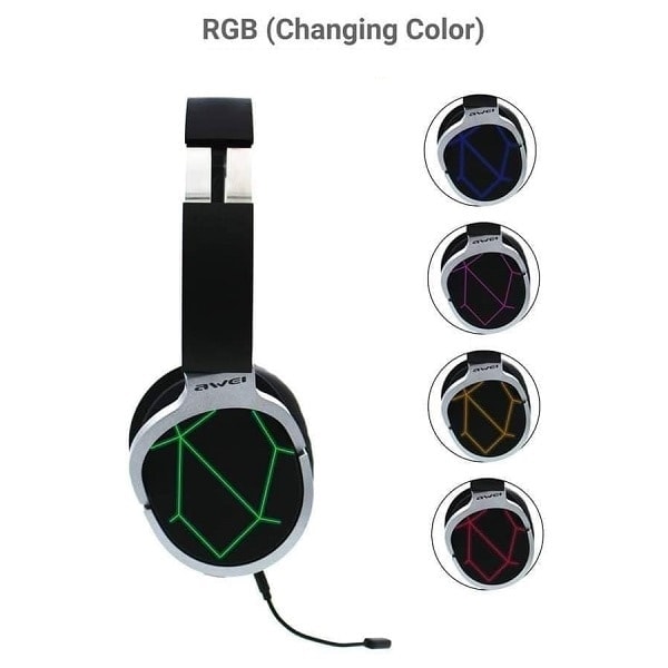 AWEI A799BL Bluetooth-spelhörlurar, on-ear, med mikrofon, svart/svart