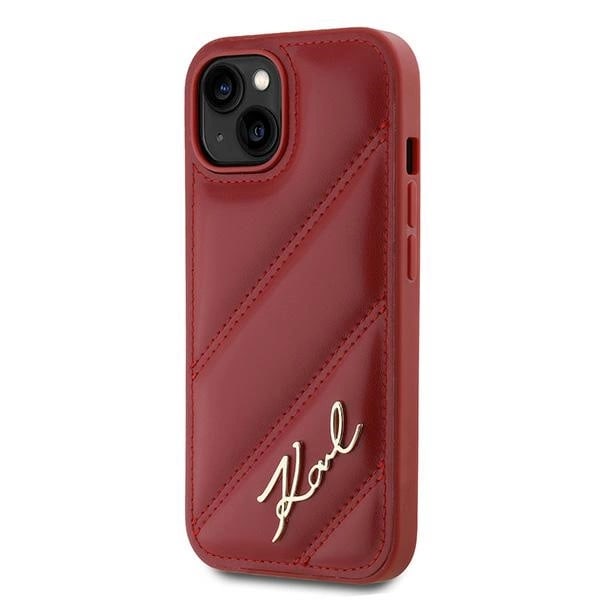 KARL LAGERFELD DIAGONAL QUILTED SCRIPT COVER TIL IPHONE 15 / 14 / 13 - RØD