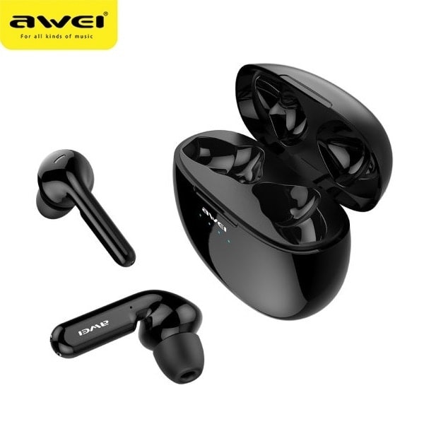 AWEI Bluetooth 5.0 T15 TWS hörlurar + dockningsstation svart/svart