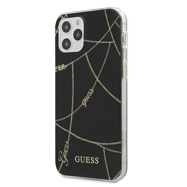 Guess GUHCP12LPCUCHBK iPhone 12 Pro Max 6,7" svart/svart hårdfodral Gold Chain Collection