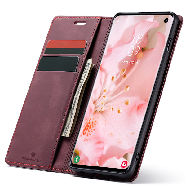 Spacecase Väska Plånbok Galaxy S10 Rött Läder För Samsung