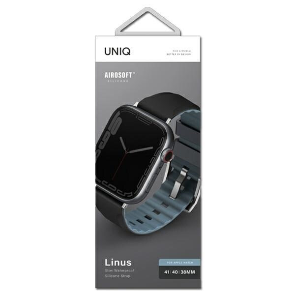 UNIQ Linus Apple Watch Series 4/5/6/7/8/SE/SE2 armbånd 38/40/41 mm. Airosoft silikon svart/midnattssvart