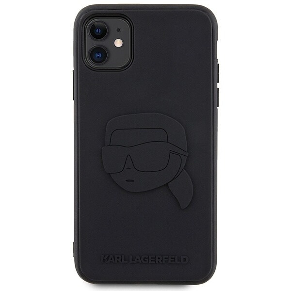 Karl Lagerfeld gummi Karl Head 3D-deksel KLHCN613DRKNK for iPhone 11 / Xr - Svart