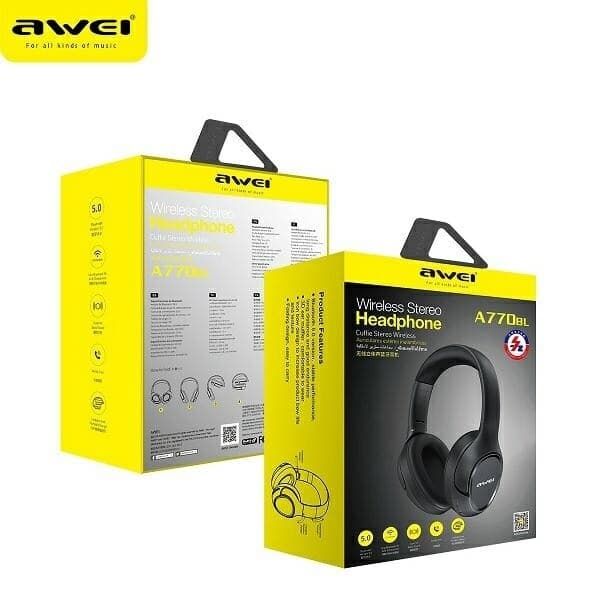 AWEI A770BL Bluetooth on-ear hörlurar svart/svart