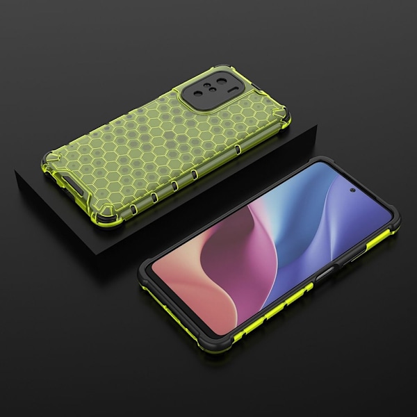 Honeycomb pansret etui med gelramme Xiaomi Redmi K40 Pro+ / K40 Pro / K40 / Poco F3 grønn