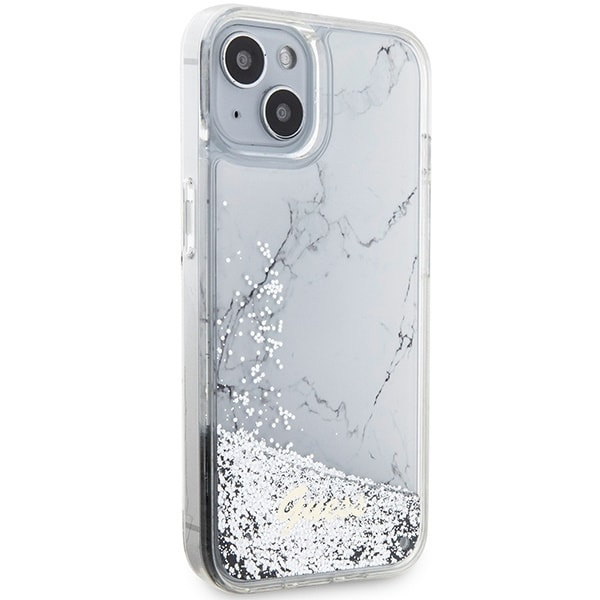 Guess GUHCP14SLCSGSGH deksel til iPhone 14 - hvit Liquid Glitter Marble