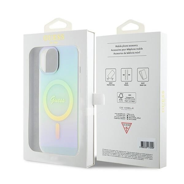 Guess GUHMP15SHITSQ iPhone 15 6.1 turkis/turkis hardt deksel IML Iridescent MagSafe