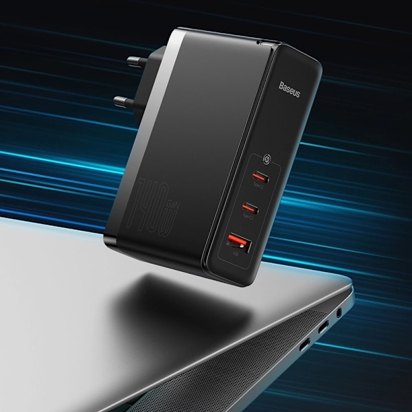 Baseus GaN5 Pro hurtiglader 2xUSB-C+USB 140W EU svart (CCGP100201)