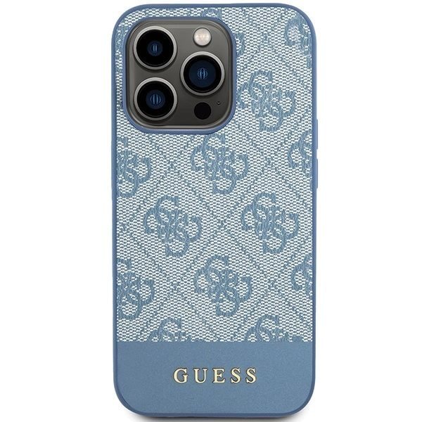 Guess 4G Stripe Collection-deksel til iPhone 15 Pro - blå