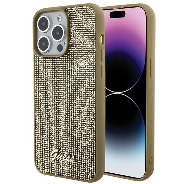 Guess Disco Metal Script-deksel til iPhone 15 Pro Max - Gull