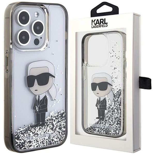 Karl Lagerfeld KLHCP15XLKKNSK iPhone 15 Pro Max 6.7 gjennomsiktig hardt deksel Liquid Glitter Ikonik