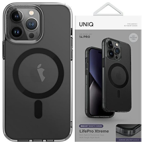 UNIQ LIFEPRO XTREME MAGCLICK OPLADNINGSETUI TIL IPHONE 14 PRO MAX - GRÅ OG SORT