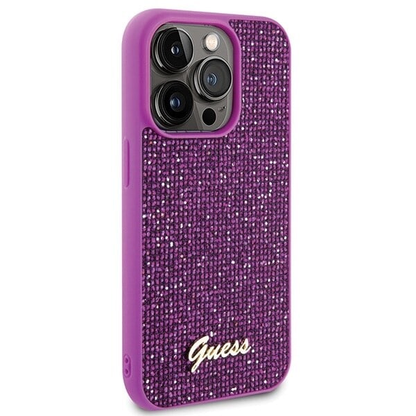 Guess Disco Metal Script-deksel til iPhone 15 Pro - rosa