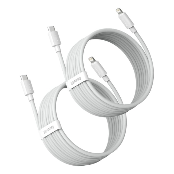 Baseus Simple Wisdom Lightning / USB-C kabel 20W 1,5 m 2 stk - hvit