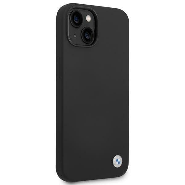 BMW SILIKONE METAL LOGO ETUI TIL IPHONE 14 - SORT