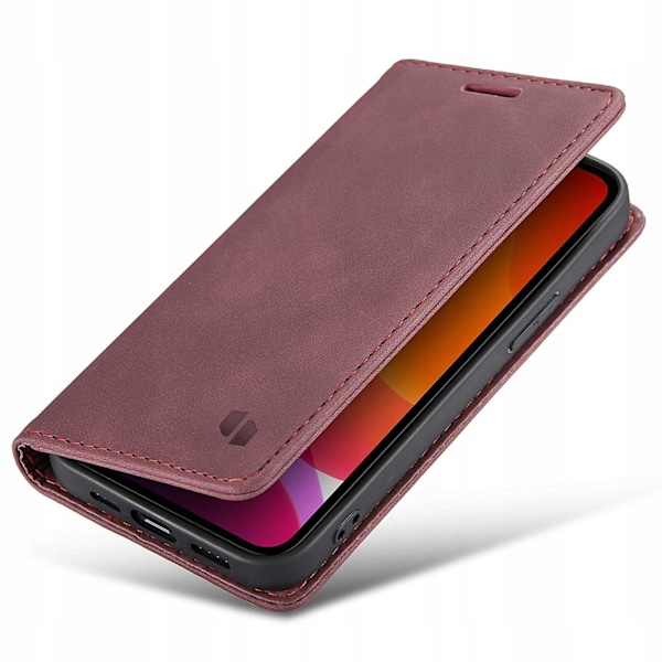 Spacecase Pålbocksväska För Iphone 12 Pro Max Skydd Rött Läder