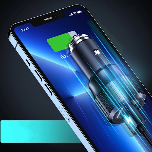 CHOETECH HURTIG BILOPLADER USB-C USB-A PD 63W HOLDBAR SORT