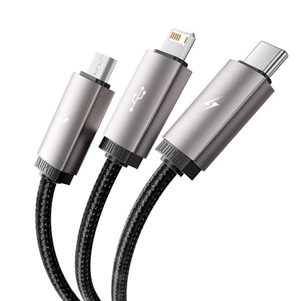 TECH-PROTECT ULTRABOOST 3IN1 LIGHTNING & TYPE-C & MICRO-USB-KABEL 3.5A 100cm GRÅ