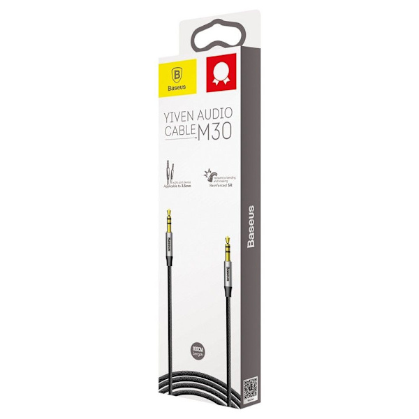 BASEUS M30 AUX KABEL 150cm SØLV/SORT