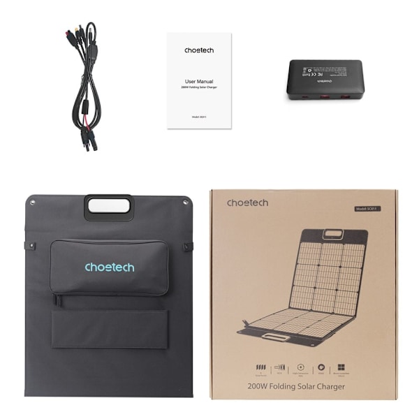 CHOETECH SOLARLADER 200W BÆRBAR SOLPANEEL REJSE SORT