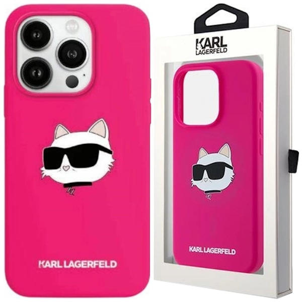 Karl Lagerfeld Silikon Choupette Head MagSafe-deksel til iPhone 15 Pro - rosa