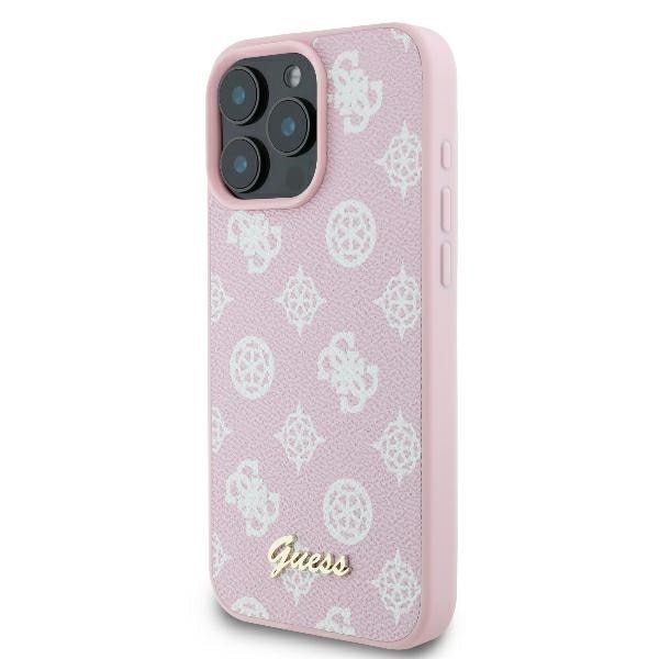 Guess GUHMP16LPGPYSP iPhone 16 Pro 6,3" rosa/rosa hårdfodral Peony Script Logo MagSafe