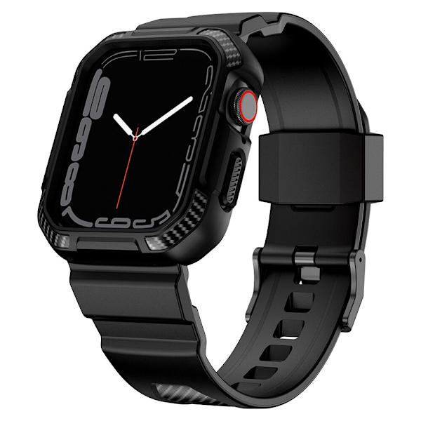 Kingxbar CYF106 2-i-1 pansret etui til Apple Watch SE 8, 7, 6, 5, 4, 3, 2, 1 (41, 40, 38 mm) med svart stropp