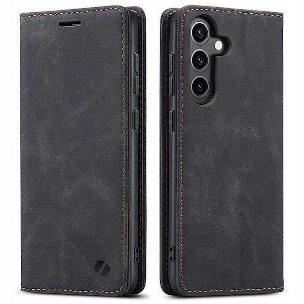 Spacecase Pålbocket Väska Galaxy S24+ Läderfodral Svart