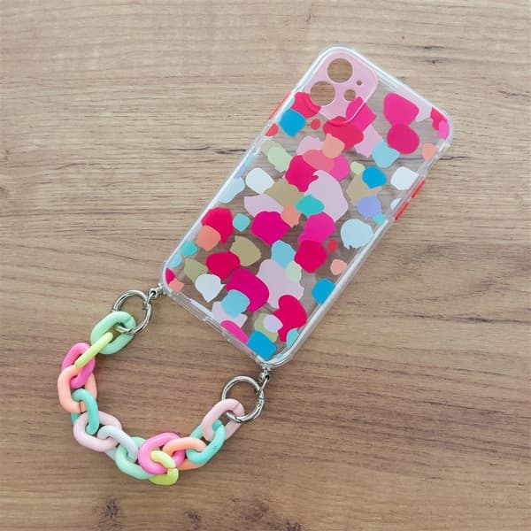 COLOUR CHAIN CASE GEL FLEXIBLE CASE MED CHAIN CHARM TIL IPHONE 13 MINI MULTICOLOR (4)