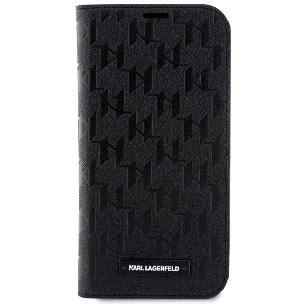 KARL LAGERFELD SAFFIANO MONOGRAM COVER TIL IPHONE 14 PRO - SORT