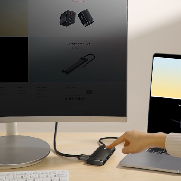 Baseus Lite Series Multifunksjon USB Type C Hub - 2 x USB 3.0 / USB Type C / HDMI 1.4 / SD/TF Svart (WKQX050001)