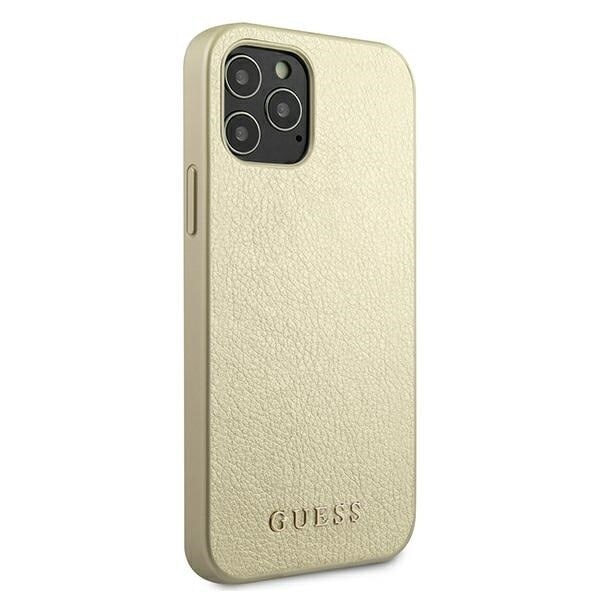 Guess GUHCP12LIGLGO iPhone 12 Pro Max 6.7 gull/gull hardt deksel Iriscent