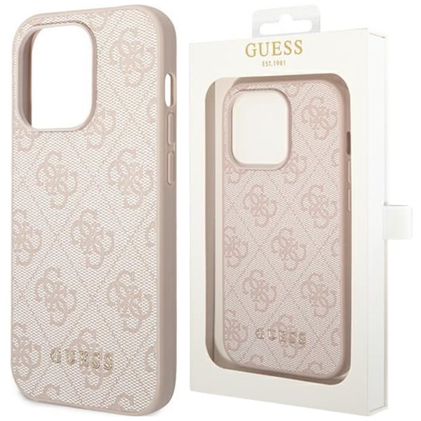 Guess GUHCP14LG4GFPI iPhone 14 Pro 6.1 rosa/rosa hardt deksel 4G Metal Gold Logo