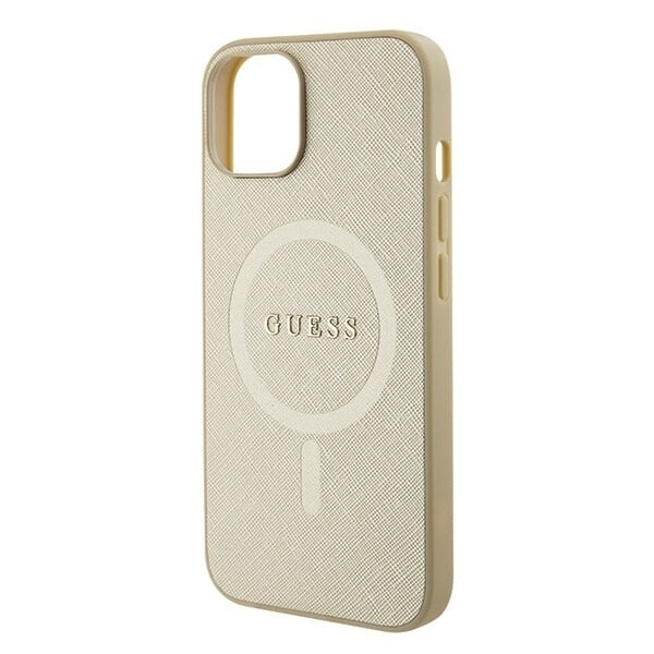 Guess GUHMP15MPSAHMCB iPhone 15 Plus 6.7 gull/gull hardt deksel Saffiano MagSafe