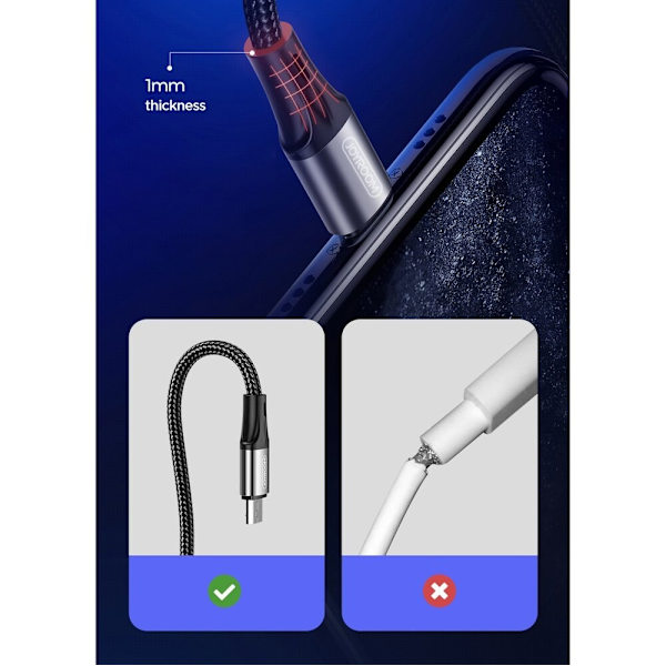 Joyroom USB - mikro USB-kabel 3 A 1 m svart (S-1030N1)