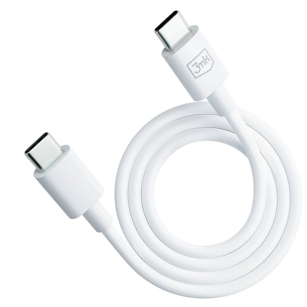 3mk Hyperkabel USB-C / USB-C 100W 1,2m - hvit