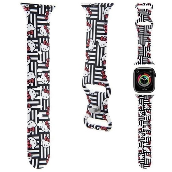 Hello Kitty silikonhoder og striperrem for Apple Watch 38/40/41 mm - svart