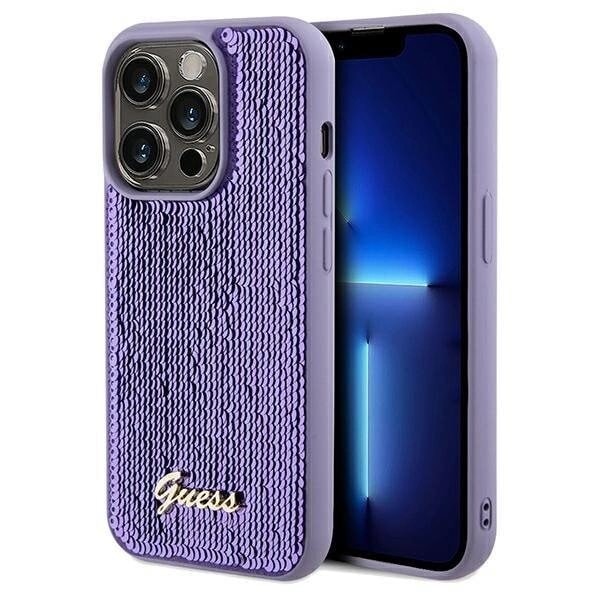 Guess Sequin Script metalldeksel til iPhone 14 Pro Max - Lilla