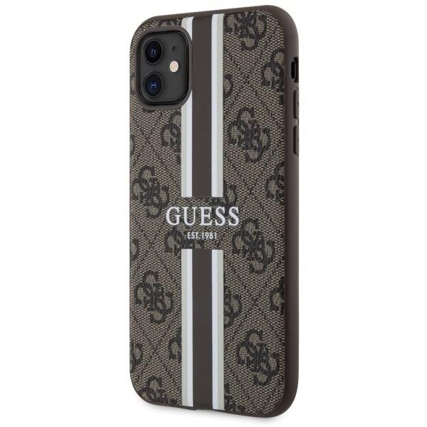 Guess GUHMN61P4RPSW deksel til iPhone 11 / Xr - Brun 4G Printed Stripes MagSafe