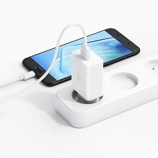 USAMS Lad. nätverk. 18W + USB-C/USB-A-kabel 1m Snabbladdning vit/vit serie SC SCXLTZ02