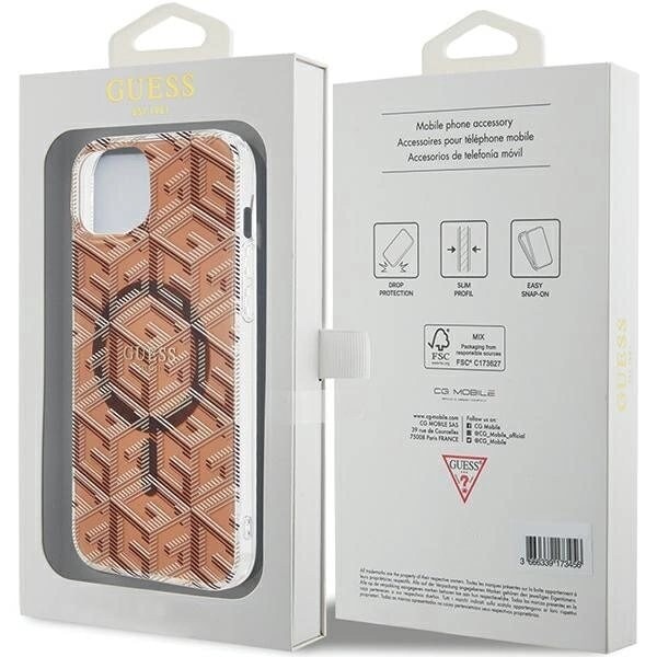 Guess IML GCube MagSafe beskyttelsesdeksel til iPhone 15 Plus / 14 Plus - brun