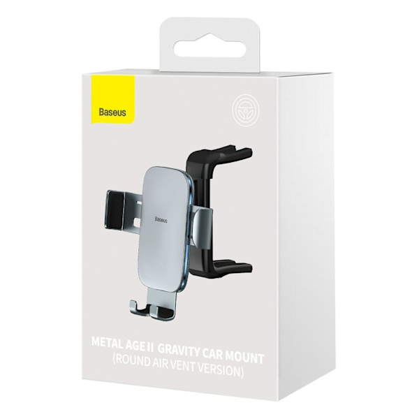 Baseus Metal Age Gravity Bracket for rund billuftventil mørk grå (SUJS030013)