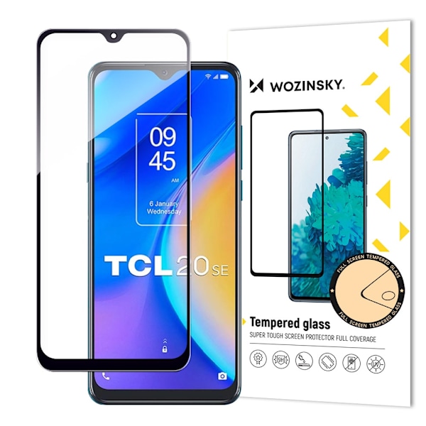 Wozinsky Full Glue Tempered Glass TCL 20 SE 9H fullskjerm herdet glass med svart ramme