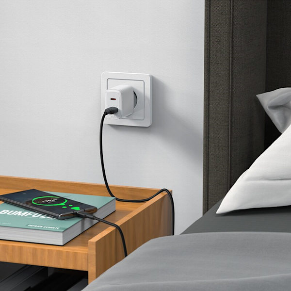 ACEFAST HURTIG NETVÆRKSLADER USBC/USB 20W PPS PD QC3.0 AFC FCP HVID