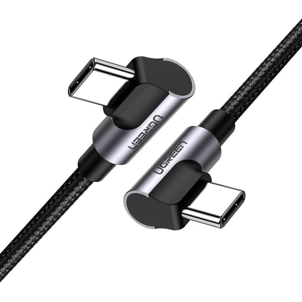 UGRØN KABEL LANGVINKEL USBC (ANGULAR)/USBC (VINKEL) 2M SORT