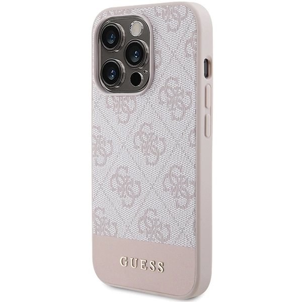 Guess 4G Stripe Collection-deksel til iPhone 15 Pro - rosa